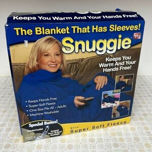 Blue Super Soft Fleece Blanket with Sleeves